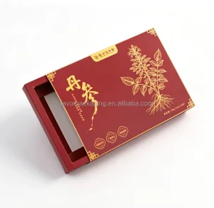 Custom Logo Printed Reusable Red Rectangular Foldable Art Paper Slide Packaging Boxes