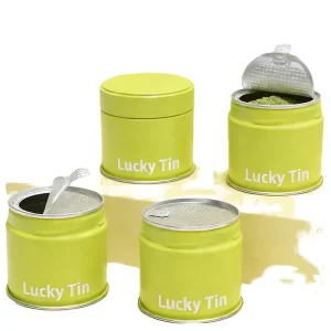 Custom Logo Round Tinplate Tea Tin with Screw-On Lid, Matte Printed Surface for Matcha Powder Storage
