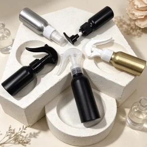 Custom Logo Silver Aluminum Cosmetic Pump Spray Bottles 50 250ml Luxury Metal Packaging Gold Stamp Frost Finish for Skincare