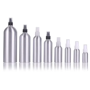 Custom Logo Silver Screen Printing Aluminum Pump Spray Bottle 100ml 200ml Empty Metal Bottle