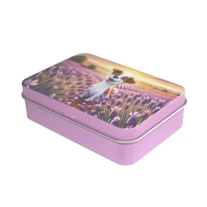 Custom Logo Small Square Tinplate Hinged Box