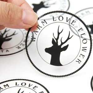 Custom Logo Waterproof Transparent Stickers Crystal Clear PET BOPP Decals Auto Apply Compatible No Label Look for Bottles