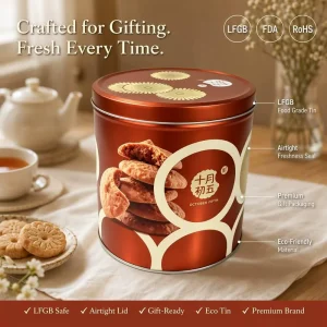 Custom MS Brand Metal Tinplate Container Food Grade Certified Eco Friendly Recyclable Airtight CMYK Holiday Biscuit