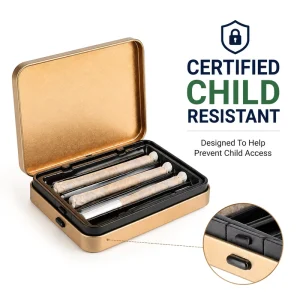 Custom Metal Child-Proof Child-Resistant Tin Box Packaging for Tobacco, Candy, and Pills
