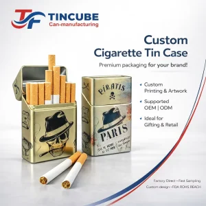 Custom Metal Cigarette Box Pocket Tin Case Vintage Artwork Packaging for Tobacco Gift Retail OEM ODM Direct Factory