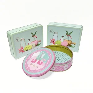 Custom Metal Circle Square Tin Box Packaging With Lid for Cookies Candy Package Bulk Heart Shaped Rectangle Box
