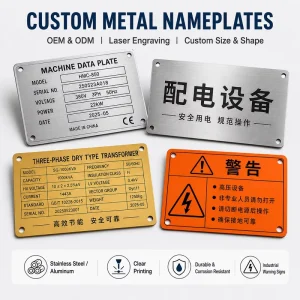 Custom Metal Label Logo Screen Printing Stamping UV Printing Aluminum Stainless Steel Nameplate