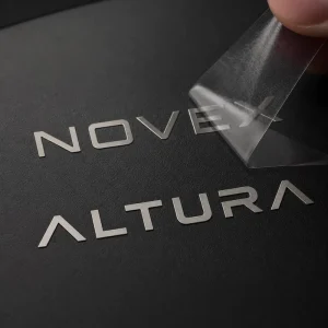 Custom Metal Logo Transfer Stickers 3D Metallic Silver Text Decals for Brand Packaging and Products