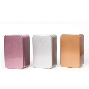 Custom Metal Tin Box Food Grade Cookie Mint Tea Packaging Vintage Rectangle Tin Can with Lid