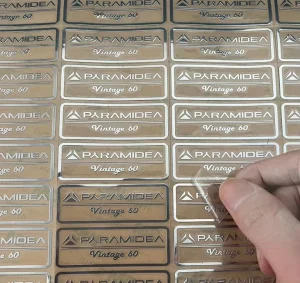 Custom Metal Transfer Nameplates Rose Gold Foil Stickers with Logo for Branding