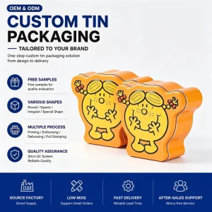 Custom Novelty-Shape Metal Tin Box for Snacks, Candy, Biscuits, and Chocolate