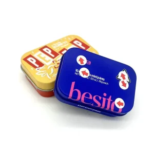 Custom Printed 2.5-Inch Rectangular Child-Resistant Hinged Metal Tin Box for 10 Mini Joints