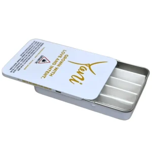 Custom-Printed CR Slide-Lid Rectangular Metal Tin Box with Compartments and Anti-Open Groove for Strip Products