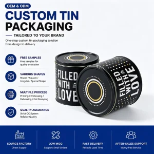 Custom Printed Cylinder Metal Can Food Grade Tin Box Tinplate Packaging Container for Cookie Chocolate Candy Gift