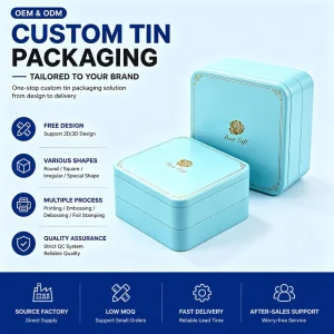 Custom Printed Double Layer Rectangular Tin Box, Recyclable Food Grade Tinplate Lid, Empty Chocolate and Candy Tin Can