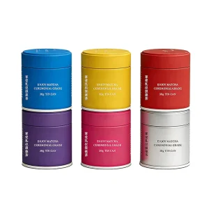Custom Printed Embossed 60 x 60 x 68mm 30g 50g Airtight Tinplate Cans for Matcha Powder Packaging