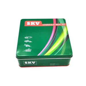 Custom Printed Embossed Square Metal Tin Box 145x145x57mm Recycled Materials Glossy Varnish Finish for Hydraulic Seal Kit