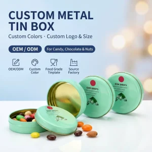 Custom Printed Food Grade Airtight Tin Box for Mints, Candy, Chocolate, and Cookies