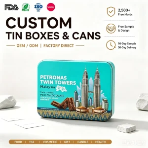 Custom Printed Food Grade Rectangular Chocolate Tin Box for Candy, Biscuits, and Gift Storage Factory
