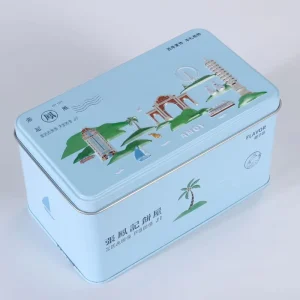 Custom Printed Food-Grade Rectangular Metal Tin Box for Tea, Candy, Cookies, and Chocolate