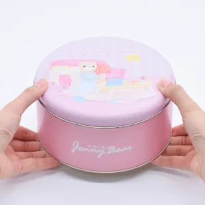Custom Printed Food Grade Round Cookie Tin Box Metal Storage Container with Lid Packaging Biscuit Gift Tins