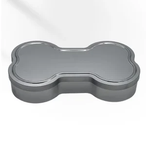 Custom Printed Glossy Lamination Bone Shape Tinplate Box Metal Packaging Container for Pet Food Dog Treats Cat Snacks