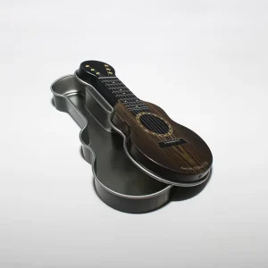 Custom Printed Guitar-Shape Tinplate Metal Can for Candy, Mints, Chewing Gum, and Sugar