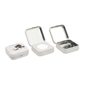 Custom Printed Hinged Tinplate Cosmetic Box Eyeshadow Powder Recyclable Biodegradable 55 x 55 x 20 mm Custom Logo