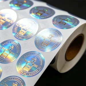 Custom Printed Holographic Sticker, Waterproof Self-Adhesive UV Gold Foil Labels for Spirits and Alcoholic Beverages