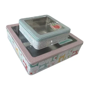 Custom Printed Large Metal Tin Can with Clear Window Lid Recyclable Tinplate for Candy Tea and Craft Use