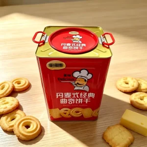 Custom Printed Large Square Food Grade Tinplate Airtight Metal Candy Cookie Biscuit Storage Tin Box