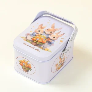 Custom Printed Metal Candy Tin Box with Handle