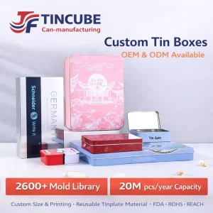 Custom Printed Metal Tin Box Set Decorative Tin Packaging for Gift Candy Tea Cosmetics Storage