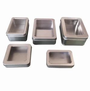 Custom Printed Metal Tin Box with Clear PVC Window