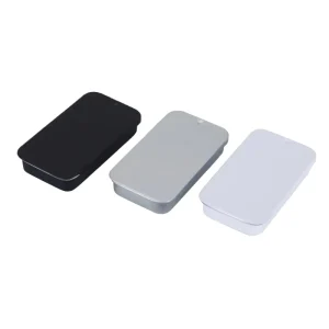 Custom Printed Portable Rectangular Slide-Lid Metal Tin Box for Pills, Candy, or Mints