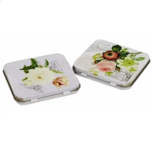 Custom Printed Rectangular Hinged-Lid Mint Tin Box Food-Grade Metal Packaging