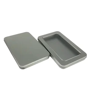 Custom Printed Rectangular Jewelry Makeup Pill Candy Pencil Box Recyclable PVC Craft Tinplate Food Grade Tins Case Lid