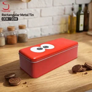 Custom Printed Rectangular Metal Food Packaging Tin Box