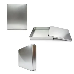 Custom Printed Rectangular Metal Tin Box With Lid Large Packaging Metal Gift Chocolate Box Seamless Metal Tin Box