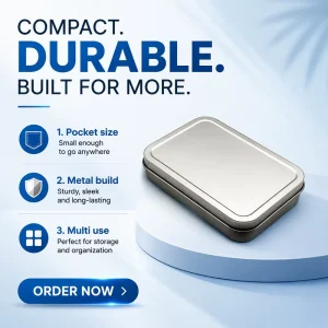 Custom Printed Rectangular Tin Box Durable Metal Container for Food and Gift Packaging Recyclable for Chocolate and Snack Storage