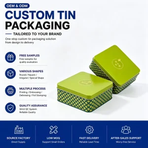 Custom Printed Square Tinplate Gift Box for Cookies, Chocolate, Candy, and Snacks