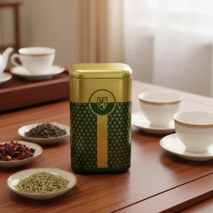 Custom Printed Tin Box Food Grade Tea Metal Storage Can with Lid FDA LFGB Approved Luxury Tin Con for Branded Gift Packaging