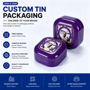 Custom Printed Tin Can Metal Tinplate Box Gift Container for Cookie Chocolate Nut Snack Packaging
