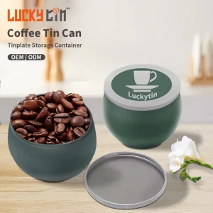 Custom Printed Tinplate Drum-Shaped Metal Coffee Bean Storage Tin