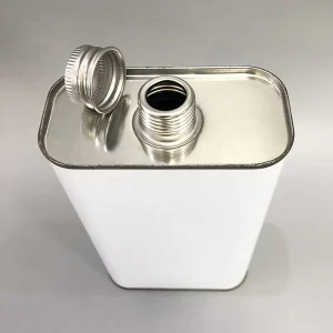 Custom Printing 1 Quart Metal Can 1 Liter Rectangular F style Paint Tin Can with Center Screw Top China Factory