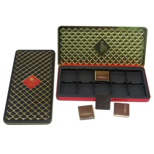Custom Printing Food Grade Candy Chocolate Packaging Metal Box Hinged Lid Tin Box