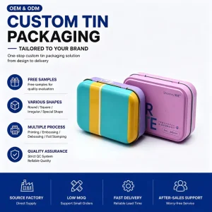 Custom Rectangular Condom Tin Box with Hinged Lid