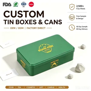 Custom Rectangular Food-Grade Tin Box for Cookie, Biscuit, Candy and Chocolate Packaging and Storage