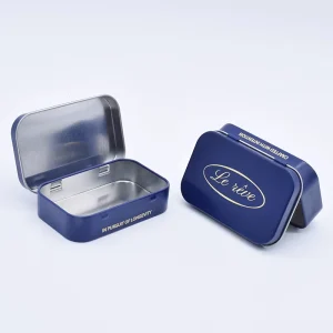 Custom Rectangular Hinged Metal Tin Box for Mint Candy