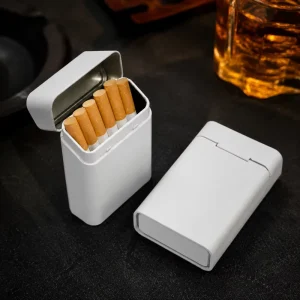 Custom Rectangular Metal Tin Box with Hinged Lid for Cigarettes and Mints, 64 x 28 x 97 mm